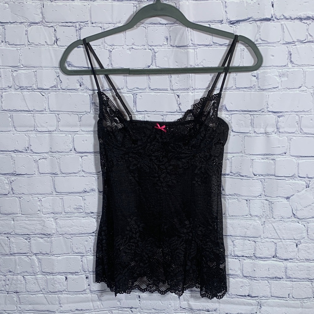 Victoria's Secret Womens Black Lace Sleeveless Top Size M Whimsigoth Witchy Sexy